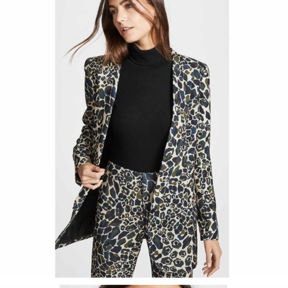 Smythe Long Notched Leopard Camo Blazer
